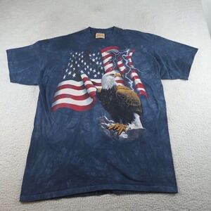 The Mountain Shirt Mens Size 2XL Blue American Flag Bald Eagle Independence 2001
